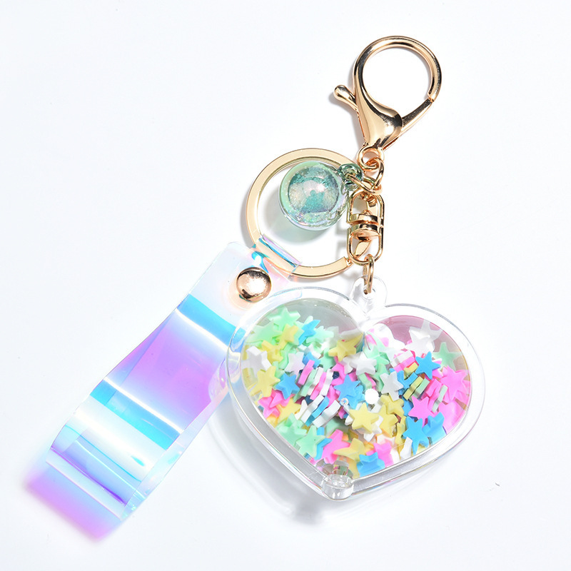 Cute Peach Oiled Love Heart Keychain - Image 2