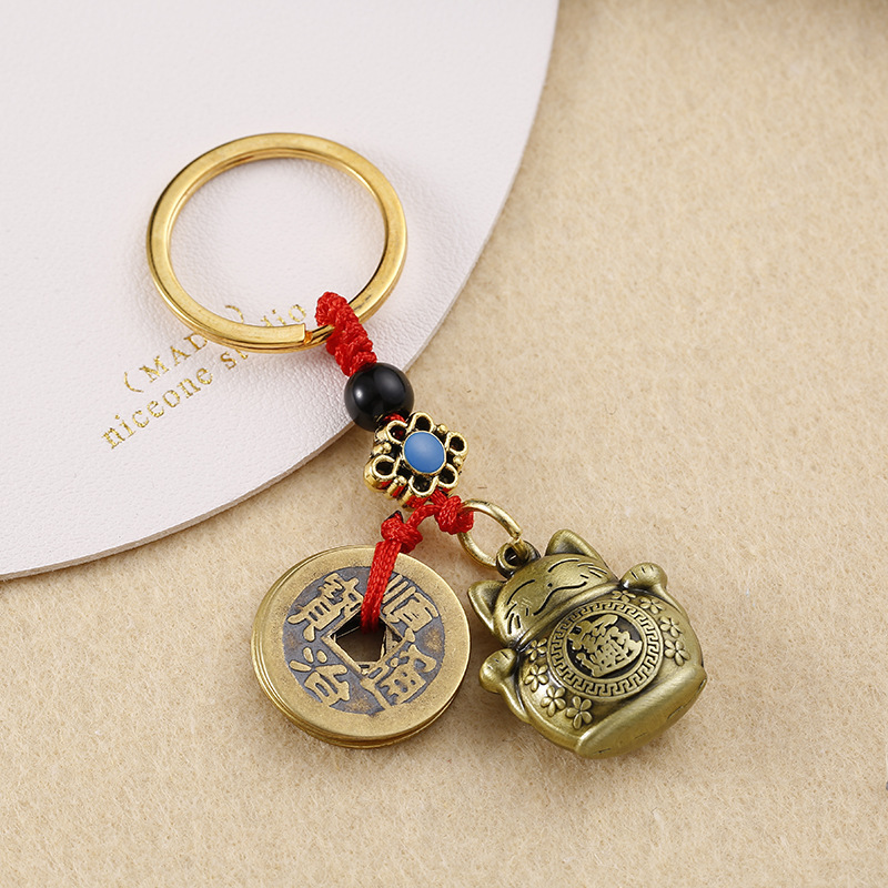 Creative Brass Fortune Cat Keychain - Image 3