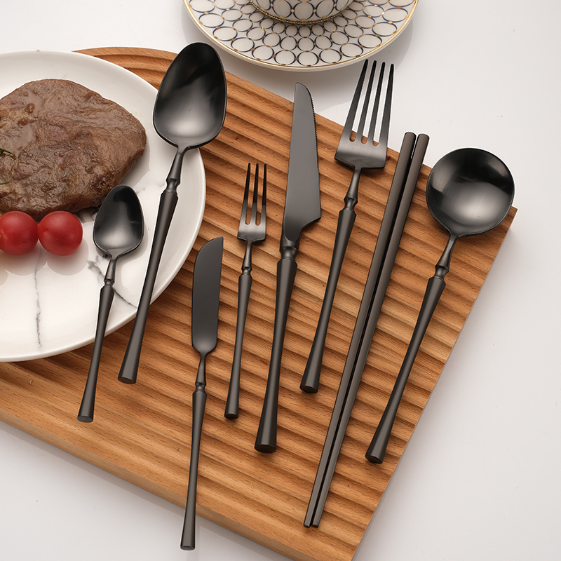 Matte Black Stainless Steel Luxury Flatware Set - Image 3