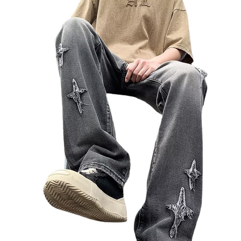 Zipper Loose Denim Trousers Men - Image 2