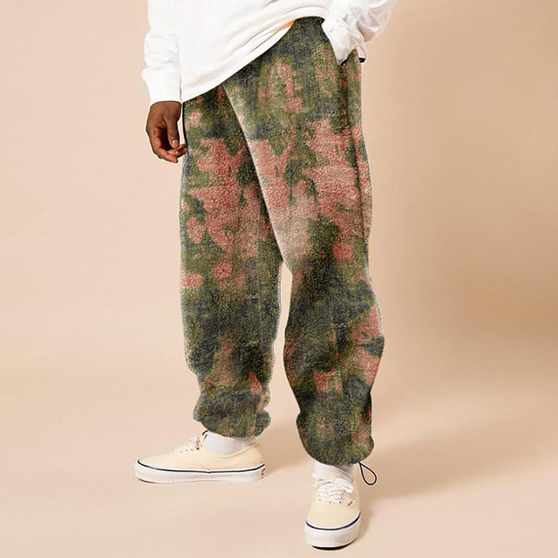 Loose Mid-waist Printed Fall Trousers For Men